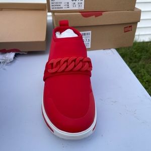 (2) Fitflop Heda chain slip on sneakers black and red womens size 7.5